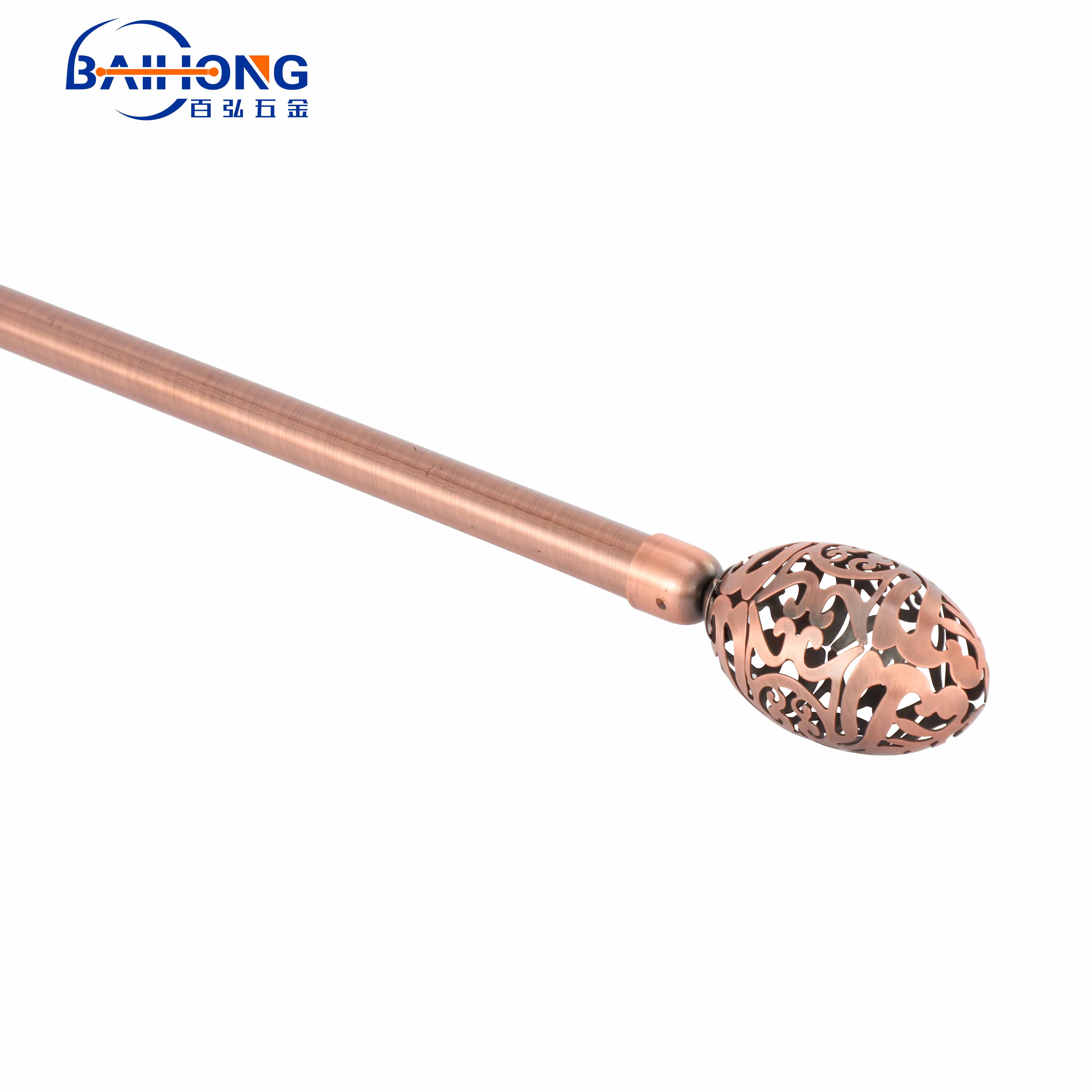 Rose gold curtain pole,cafe curtain rods Baihong Hardware